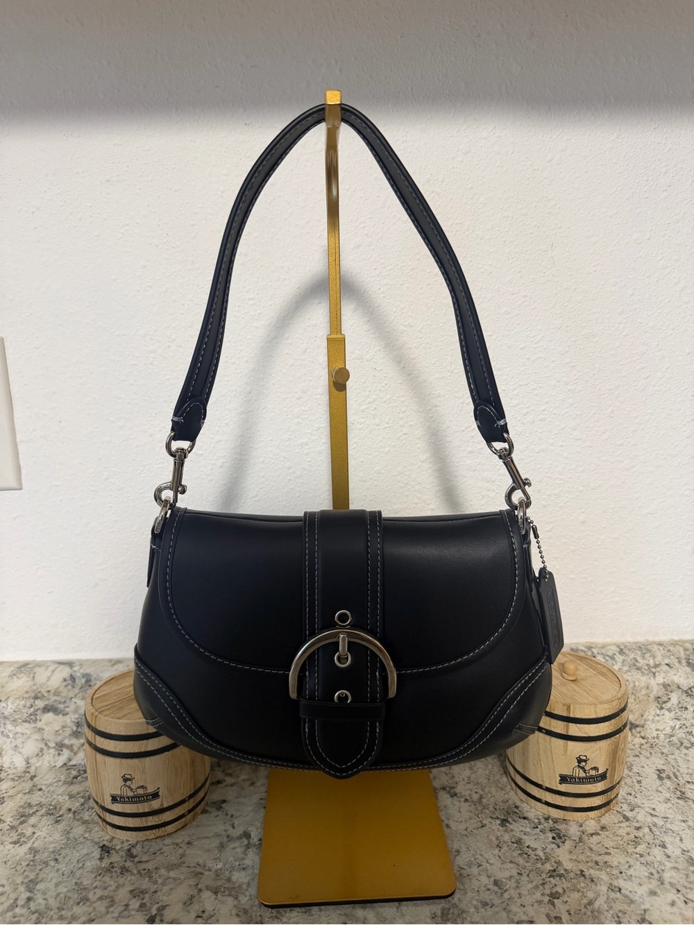 Coach Black Shoulder Bag with Silver Hardware
